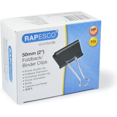 Rapesco FBC500B1 Pinces à Double Clip 50 mm, Noir, Lot de 10 Rapesco FBC500B1 Pinces à Double Clip 50 mm, Noir, Lot de 10