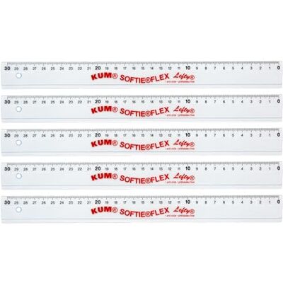 KUM AZ902.02.16-T Règle 30 cm pour gauchers Transparent Flexible Lot de 5 fournitures scolaires KUM AZ902.02.16-T Règle 30 cm pour gauchers Transparent Flexible Lot de 5 fournitures scolaires