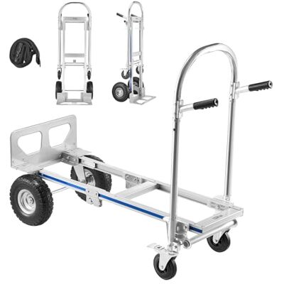 VEVOR Diable 2 en 1, capacité de charge de 453,6 kg pour mode 4 roues, diable convertible avec poignée antidérapante et roues, chariot portable pour déménagement, bureau, entrepôt, supermarché VEVOR Diable 2 en 1, capacité de charge de 453,6 kg pour mode 4 roues, diable convertible avec poignée antidérapante et roues, chariot portable pour déménagement, bureau, entrepôt, supermarché