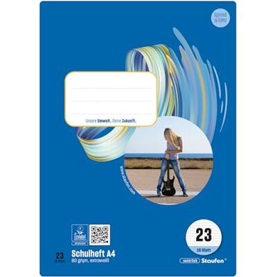 Staufen Style Cahier d'écolier – 10 cahiers de 16 feuilles chacun, format A4, linéature 23 (5 x 9 mm gravé), papier recyclé 80 g/m² Staufen Style Cahier d'écolier – 10 cahiers de 16 feuilles chacun, format A4, linéature 23 (5 x 9 mm gravé), papier recyclé 80 g/m²