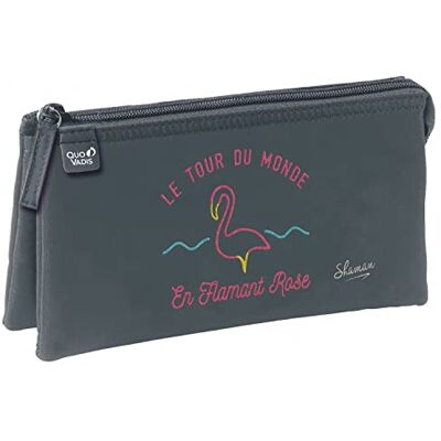 QUO VADIS Collection : SHAMAN TROUSSE SCOLAIRE 3 compartiments pour ranger et ordonner stylos, crayons et feutres Format 11x22,5x6cm Flamant QUO VADIS Collection : SHAMAN TROUSSE SCOLAIRE 3 compartiments pour ranger et ordonner stylos, crayons et feutres Format 11x22,5x6cm Flamant