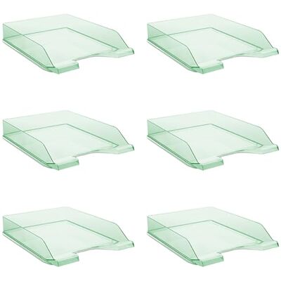 DONAU 7470001PL-06 Lot de 6 corbeilles à lettres modernes et empilables Vert transparent Format A4 DONAU 7470001PL-06 Lot de 6 corbeilles à lettres modernes et empilables Vert transparent Format A4