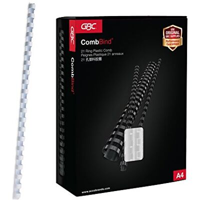 GBC CombBind Reliure spirale plastique, Blanc 45 mm, Pack de 50 GBC CombBind Reliure spirale plastique, Blanc 45 mm, Pack de 50
