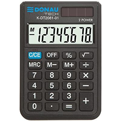 DONAU TECH/K-DT2081-01 Calculatrice à 8 chiffres avec fonction racine 90 x 60 x 11 mm Noir DONAU TECH/K-DT2081-01 Calculatrice à 8 chiffres avec fonction racine 90 x 60 x 11 mm Noir