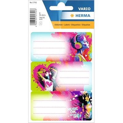 HERMA Étiquettes autocollantes pour livre musical pour enfants, avec motif de musique, étiquettes nominatives autocollantes pour école, livre, cahier, bouteille d'eau HERMA Étiquettes autocollantes pour livre musical pour enfants, avec motif de musique, étiquettes nominatives autocollantes pour école, livre, cahier, bouteille d'eau