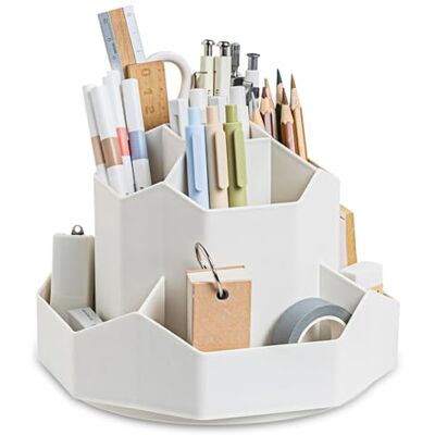 Newpop Organisateur de bureau rotatif à 360 ° avec 9 compartiments, pot à crayons, organisateur rotatif pour fournitures de bureau, papeterie, artisanat, maquillage Newpop Organisateur de bureau rotatif à 360 ° avec 9 compartiments, pot à crayons, organisateur rotatif pour fournitures de bureau, papeterie, artisanat, maquillage