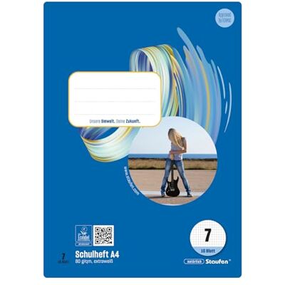 Staufen Style Cahier d'école 10 cahiers de 16 feuilles chacun, format A4, linéature 7 (carreaux de 7 mm), papier recyclé 80 g/m² Staufen Style Cahier d'école 10 cahiers de 16 feuilles chacun, format A4, linéature 7 (carreaux de 7 mm), papier recyclé 80 g/m²