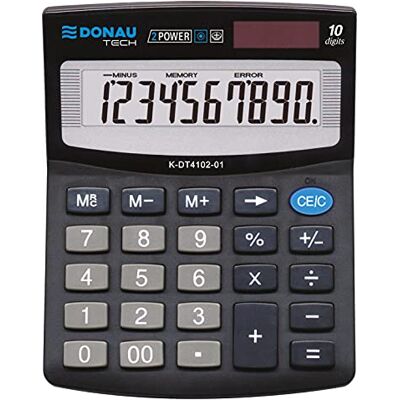 DONAU TECH/K-DT4102-01 Calculatrice 10 chiffres avec fonction racine 125 x 100 x 27 mm Noir DONAU TECH/K-DT4102-01 Calculatrice 10 chiffres avec fonction racine 125 x 100 x 27 mm Noir