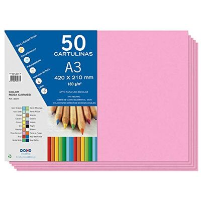 DOHE Lot de 50 feuilles de papier cartonné rose cramoisi A3 pour travaux manuels et impression 21 x 29,7 cm 180 g/m² Fournitures de bureau DOHE Lot de 50 feuilles de papier cartonné rose cramoisi A3 pour travaux manuels et impression 21 x 29,7 cm 180 g/m² Fournitures de bureau