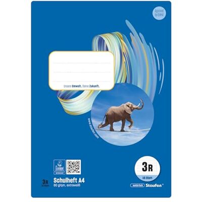 Staufen Style Cahier d'écolier – 10 cahiers de 16 feuilles chacun, format A4, linéature 3R (21 lignes doubles), papier recyclé 80 g/m² Staufen Style Cahier d'écolier – 10 cahiers de 16 feuilles chacun, format A4, linéature 3R (21 lignes doubles), papier recyclé 80 g/m²