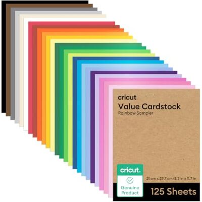 Cricut Lot de 125 feuilles de papier cartonné, format A4 (21,6 x 27,9 cm), compatible avec toutes les machines Cricut Lot de 125 feuilles de papier cartonné, format A4 (21,6 x 27,9 cm), compatible avec toutes les machines