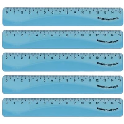 KUM AZ2290116-B Règle Flexi Style 15 cm Bleu Flexible Lot de 5 fournitures scolaires KUM AZ2290116-B Règle Flexi Style 15 cm Bleu Flexible Lot de 5 fournitures scolaires