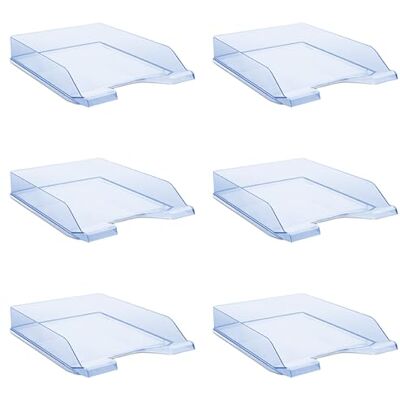 DONAU Lot de 6 corbeilles à courrier standard Bleu transparent Format A4 DONAU Lot de 6 corbeilles à courrier standard Bleu transparent Format A4