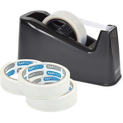 Rapesco 1639 Dévidoir de Ruban Adhésifs 500 avec 4 Rouleaux, Noir Usage Intensif Rapesco 1639 Dévidoir de Ruban Adhésifs 500 avec 4 Rouleaux, Noir Usage Intensif
