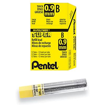 Pentel 509-B Lot de 12 Etuis de 15 mines 0,9mm B pour porte-mines Pentel 509-B Lot de 12 Etuis de 15 mines 0,9mm B pour porte-mines