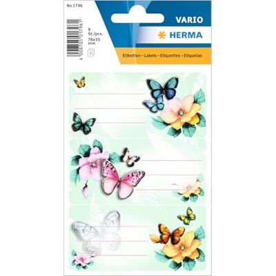 HERMA Étiquettes pour livres à étiqueter, papillons, fleurs, autocollants nominatifs pour enfants avec motif papillon, étiquettes nominatives autocollantes pour école, livre, cahier scolaire HERMA Étiquettes pour livres à étiqueter, papillons, fleurs, autocollants nominatifs pour enfants avec motif papillon, étiquettes nominatives autocollantes pour école, livre, cahier scolaire