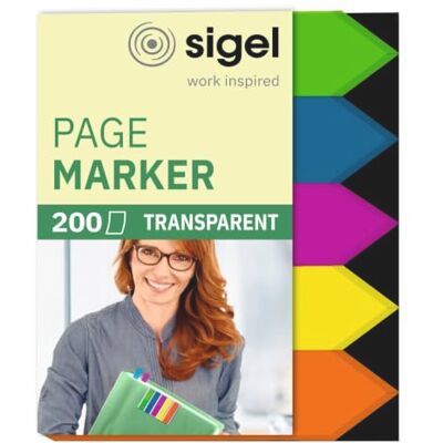 Sigel Hn613 Marque-Pages Adhésifs en Forme de Flèche, Film Transparent, 200 Index de 4,5 X 1,2 cm, 5 Couleurs Sigel Hn613 Marque-Pages Adhésifs en Forme de Flèche, Film Transparent, 200 Index de 4,5 X 1,2 cm, 5 Couleurs