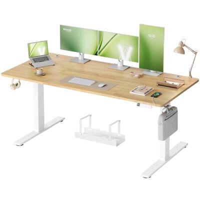 VASAGLE Bureau Assis Debout Électrique, 180 x 80 cm, avec Port USB Table Réglable en Hauteur, 3 Mémoires, Charge 80 kg, Gouden Eik et Mat Wit, Collection Balok, LSD148YA02 VASAGLE Bureau Assis Debout Électrique, 180 x 80 cm, avec Port USB Table Réglable en Hauteur, 3 Mémoires, Charge 80 kg, Gouden Eik et Mat Wit, Collection Balok, LSD148YA02