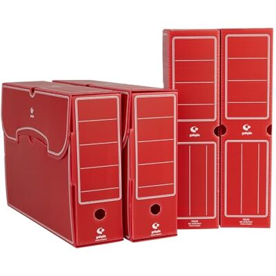 Grafoplás 70905851 Lot de 25 boîtes d'archives définitives en plastique, couleur rouge, taille folio, 36 x 26,3 x 9,5 cm Grafoplás 70905851 Lot de 25 boîtes d'archives définitives en plastique, couleur rouge, taille folio, 36 x 26,3 x 9,5 cm