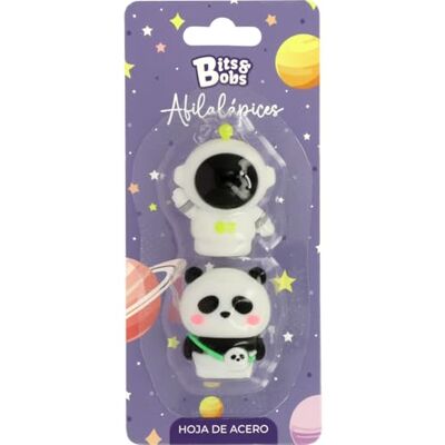 Grafoplás Grafoplas Lot de 2 taille-crayons Bits&Bobs Astro-Panda, avec lame en acier, pack scolaire parfait pour la rentrée scolaire et comme cadeau d'anniversaire et de fêtes d'enfants Grafoplás Grafoplas Lot de 2 taille-crayons Bits&Bobs Astro-Panda, avec lame en acier, pack scolaire parfait pour la rentrée scolaire et comme cadeau d'anniversaire et de fêtes d'enfants
