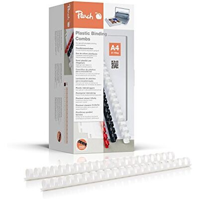 Peach PB406-50 Lot de 500 Reliures en plastique A4-6 mm 25 feuilles Blanc Peach PB406-50 Lot de 500 Reliures en plastique A4-6 mm 25 feuilles Blanc