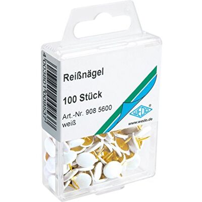 WEDO 9085600 punaises, diamètre de la tête 10 mm Lot de 100 Undurchdrückbar Überkapselt Blanc WEDO 9085600 punaises, diamètre de la tête 10 mm Lot de 100 Undurchdrückbar Überkapselt Blanc