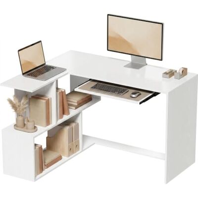 HOMCOM Bureau d'angle en forme de L avec tiroir pour clavier Blanc 120 x 100 x 76 cm HOMCOM Bureau d'angle en forme de L avec tiroir pour clavier Blanc 120 x 100 x 76 cm
