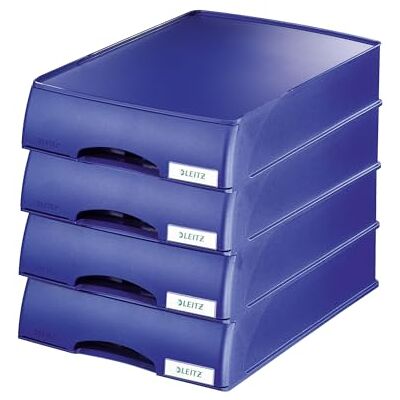 Leitz 52100035 Lot de 4 Corbeilles à courrier à tiroir Hauteur 70 mm Bleu Foncé Leitz 52100035 Lot de 4 Corbeilles à courrier à tiroir Hauteur 70 mm Bleu Foncé