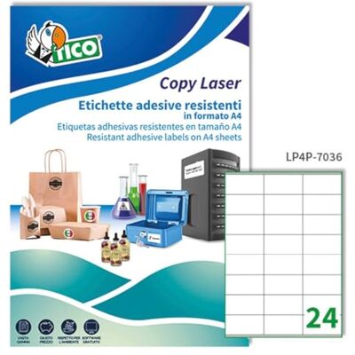 TICO LP4P-10536 Étiquette en polyester Blanc 105 x 36 TICO LP4P-10536 Étiquette en polyester Blanc 105 x 36