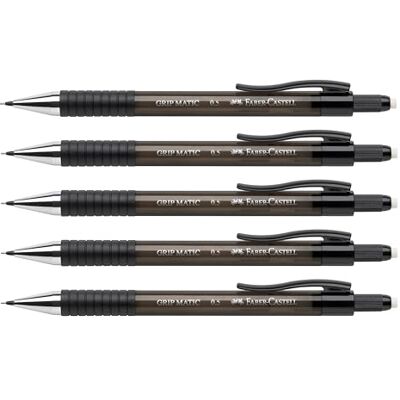 Faber-Castell 205204 Grip Matic Lot de 5 porte-mines Noir Dureté B Mine 0,5 mm + gomme Faber-Castell 205204 Grip Matic Lot de 5 porte-mines Noir Dureté B Mine 0,5 mm + gomme