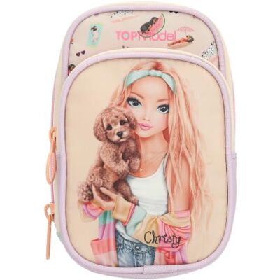 Depesche 14152 TOPModel Sunny Dog Étui pour téléphone portable en jaune clair, violet et turquoise avec motif modèle et paillettes, sac de transport avec 2 compartiments zippés et dragonne Depesche 14152 TOPModel Sunny Dog Étui pour téléphone portable en jaune clair, violet et turquoise avec motif modèle et paillettes, sac de transport avec 2 compartiments zippés et dragonne