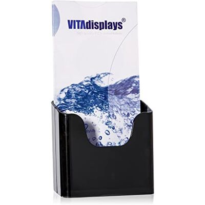 VITAdisplays Lot de 2 supports DIN longs pour prospectus de table DL trifold, brochures, porte-brochures, support mural en option VITAdisplays Lot de 2 supports DIN longs pour prospectus de table DL trifold, brochures, porte-brochures, support mural en option