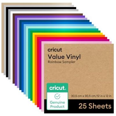 Cricut samplepakket permanent zelfklevend vinyl, 30.5 cm × 30.5 cm, regenboog-assortimentspakket, voor personaliseren van mokken, notitieboeken, woondecoratie en DIY-projecten pack 25 vellen Cricut samplepakket permanent zelfklevend vinyl, 30.5 cm × 30.5 cm, regenboog-assortimentspakket, voor personaliseren van mokken, notitieboeken, woondecoratie en DIY-projecten pack 25 vellen