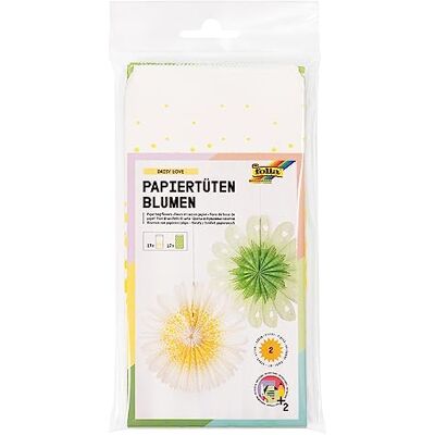 Folia 21912 DAISY LOVE Lot de 17 sachets en papier pour 2 fleurs en papier Blanc et menthe Avec cordon Folia 21912 DAISY LOVE Lot de 17 sachets en papier pour 2 fleurs en papier Blanc et menthe Avec cordon