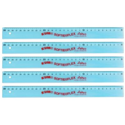 KUM AZ902.02.16-B Règle 30 cm pour gauchers Bleu Flexible Lot de 5 fournitures scolaires KUM AZ902.02.16-B Règle 30 cm pour gauchers Bleu Flexible Lot de 5 fournitures scolaires
