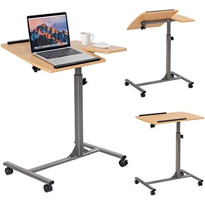 COSTWAY Bureau d’Ordinateur Portable en MDF+Fer Hauteur Réglable 71-93 cm Table de Lit à Roulettes pour Petites Espaces COSTWAY Bureau d’Ordinateur Portable en MDF+Fer Hauteur Réglable 71-93 cm Table de Lit à Roulettes pour Petites Espaces