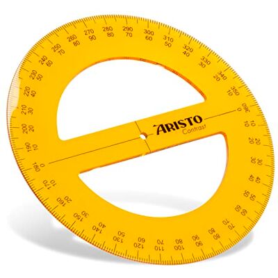 Aristo Contrast Rapporteur à cercle complet 360 degrés Orange Diamètre 12 cm Aristo Contrast Rapporteur à cercle complet 360 degrés Orange Diamètre 12 cm