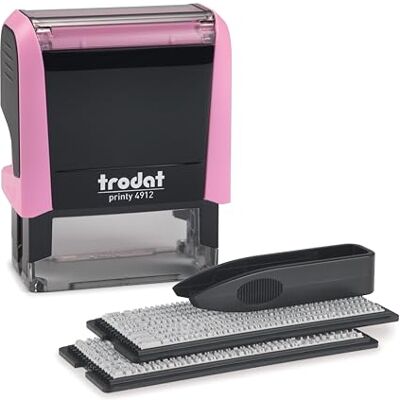 Trodat Printy 4912 Kit de tampons en rose pastel à personnaliser – 4 lignes de texte, empreinte 47 x 18 mm, allemand, avec pincette, tampon encreur noir et ensemble de lettres et de chiffres en deux Trodat Printy 4912 Kit de tampons en rose pastel à personnaliser – 4 lignes de texte, empreinte 47 x 18 mm, allemand, avec pincette, tampon encreur noir et ensemble de lettres et de chiffres en deux