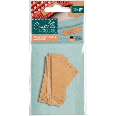 COLOP Craft Labeler Lot de 10 étiquettes à coudre en papier lavé COLOP Craft Labeler Lot de 10 étiquettes à coudre en papier lavé