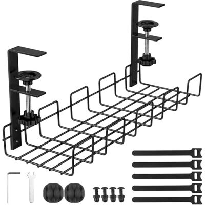 Chiluxendo Collecte de câbles de bureau, porte-câbles sous bureau, plateau pour la gestion des câbles sans besoin de percer, porte-câbles sous bureau étroit, porte-câbles organisateur de bureau (noir) Chiluxendo Collecte de câbles de bureau, porte-câbles sous bureau, plateau pour la gestion des câbles sans besoin de percer, porte-câbles sous bureau étroit, porte-câbles organisateur de bureau (noir)