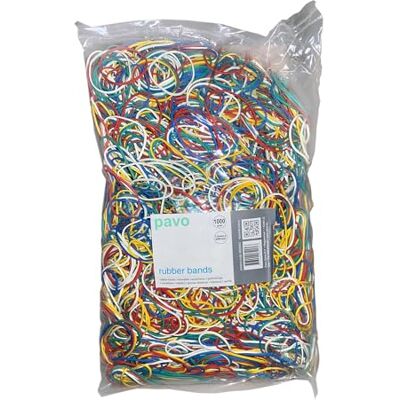 Pavo Elastiques 60mm x1,5mm, Bag : 1kg couleur assortie Pavo Elastiques 60mm x1,5mm, Bag : 1kg couleur assortie