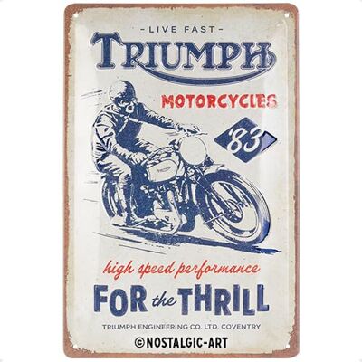 ART Plaque rétro, 20 x 30 cm, Triumph – For the Thrill – Idée cadeau pour motards, Official License Product (OLP), en métal, design vintage ART Plaque rétro, 20 x 30 cm, Triumph – For the Thrill – Idée cadeau pour motards, Official License Product (OLP), en métal, design vintage