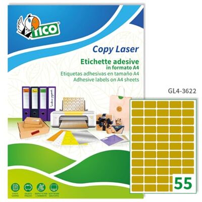 TICO Italia GL4-3622 Étiquettes satinées, 36 x 22 mm, Doré TICO Italia GL4-3622 Étiquettes satinées, 36 x 22 mm, Doré
