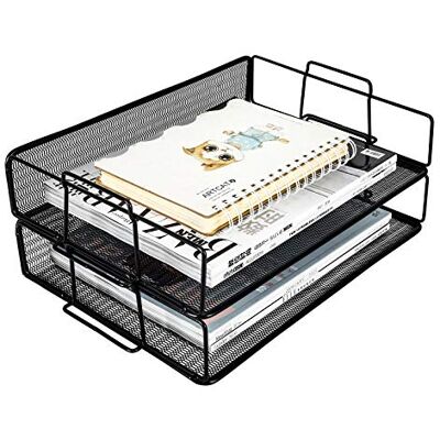 EasyPAG Lot de 2 Métal Paysage Empilable Corbeilles à Courrier A4 Banette de Rangement Bureau Porte Revue Organisateur de Magazine Bannette Papier Range Document,Noir EasyPAG Lot de 2 Métal Paysage Empilable Corbeilles à Courrier A4 Banette de Rangement Bureau Porte Revue Organisateur de Magazine Bannette Papier Range Document,Noir