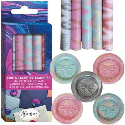 Aladine Pack de 5 Bâtons de Cire à Cacheter Effet Marbré Multicolore 72458 Aladine Pack de 5 Bâtons de Cire à Cacheter Effet Marbré Multicolore 72458