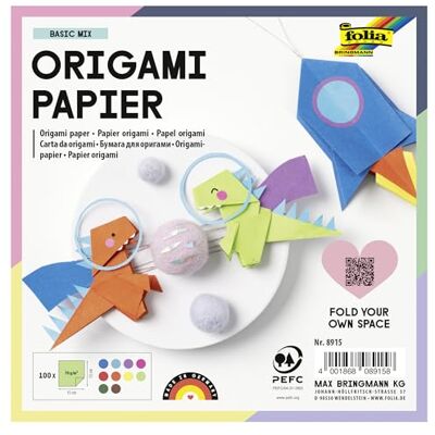 Folia 8915 – Lot de 100 feuilles pliantes 15 x 15 cm, 70 g/m², assorties en 10 couleurs intenses – Idéal pour plier du papier et d'autres travaux manuels créatifs Folia 8915 – Lot de 100 feuilles pliantes 15 x 15 cm, 70 g/m², assorties en 10 couleurs intenses – Idéal pour plier du papier et d'autres travaux manuels créatifs