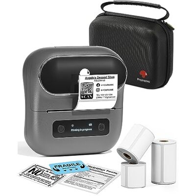 Phomemo M220 Imprimante d'étiquettes portable Bluetooth pour code-barres, adresse, maison, mailing, petites entreprises, vêtements, avec 3 rouleaux d'étiquettes et sac, gris Phomemo M220 Imprimante d'étiquettes portable Bluetooth pour code-barres, adresse, maison, mailing, petites entreprises, vêtements, avec 3 rouleaux d'étiquettes et sac, gris