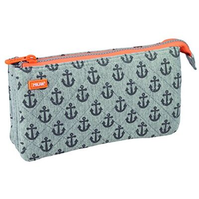 MILAN Anchors Trousse 22 cm Gris/orange, Gris/orange, 22 cm, Trousse MILAN Anchors Trousse 22 cm Gris/orange, Gris/orange, 22 cm, Trousse