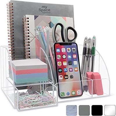 My Space Organizers Organiseur de bureau en acrylique avec tiroir, 9 compartiments, transparent tout-en-un pour fournitures de bureau et accessoires de bureau, améliore votre décoration de bureau (transparent) My Space Organizers Organiseur de bureau en acrylique avec tiroir, 9 compartiments, transparent tout-en-un pour fournitures de bureau et accessoires de bureau, améliore votre décoration de bureau (transparent)