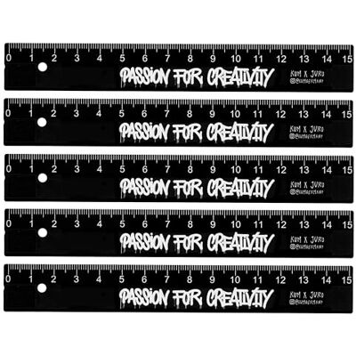 KUM AZ3820216 Passion for Creativity Lot de 5 règles en plastique robuste Noir 15 cm KUM AZ3820216 Passion for Creativity Lot de 5 règles en plastique robuste Noir 15 cm